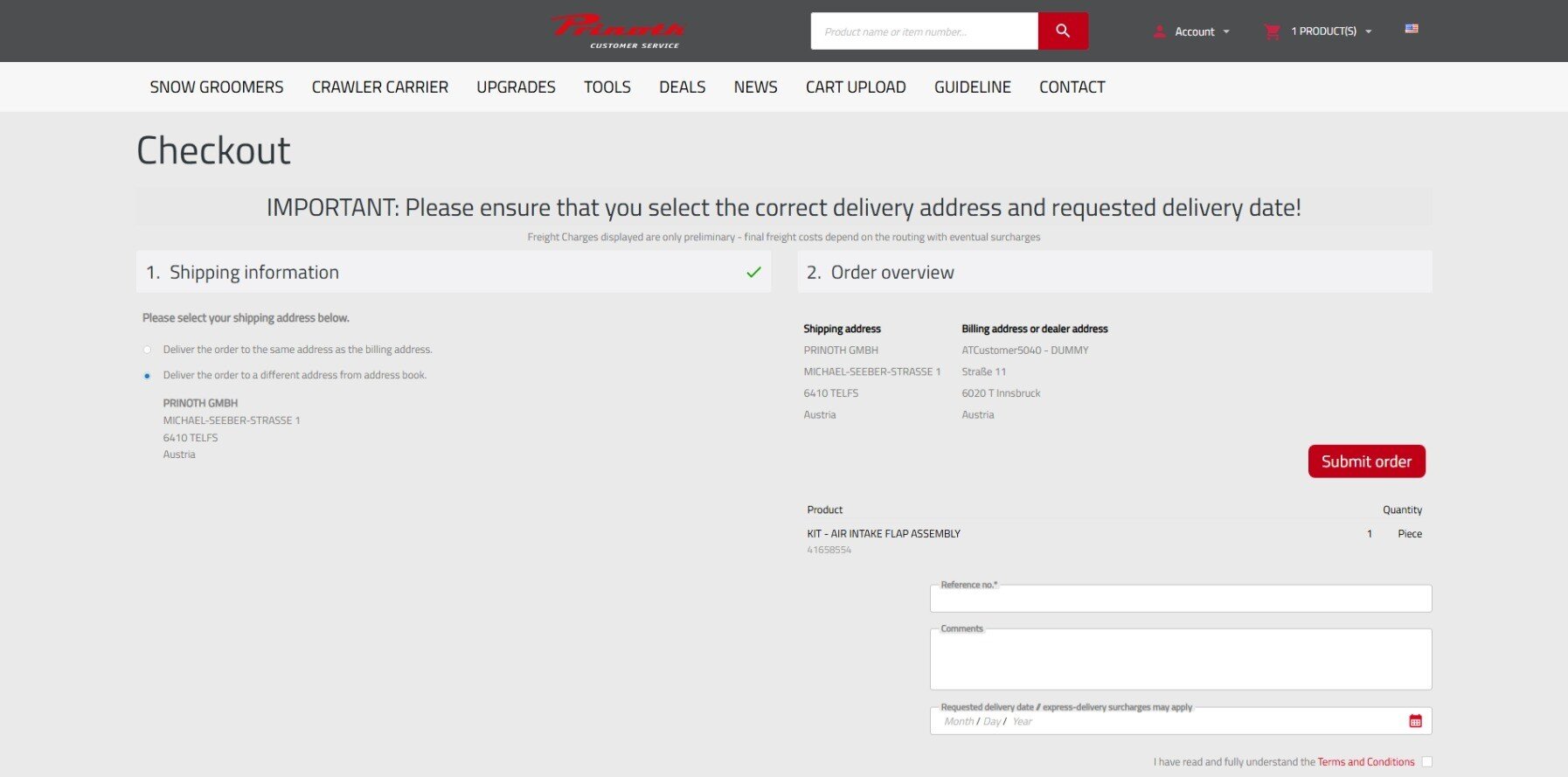 8. Review your billing and shipping information and submit your order